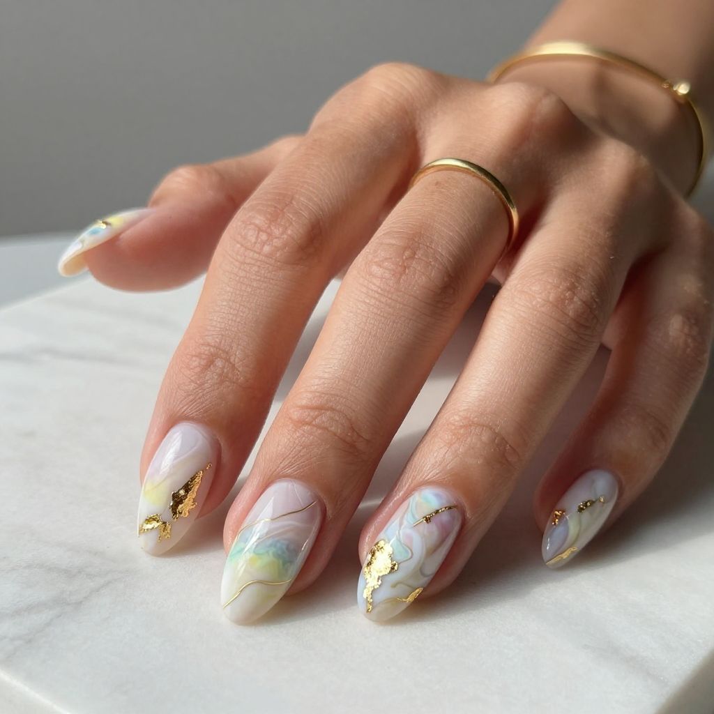 Rainbow Marble with Gold Accents