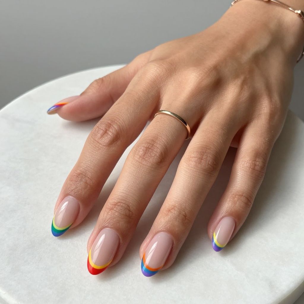 Rainbow Striped French Manicure Twist