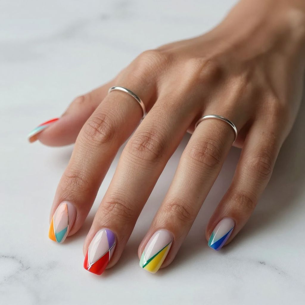 Bold Geometric Rainbow Segments