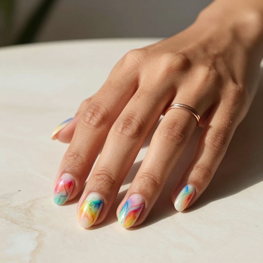 Rainbow Watercolor Marble Effect