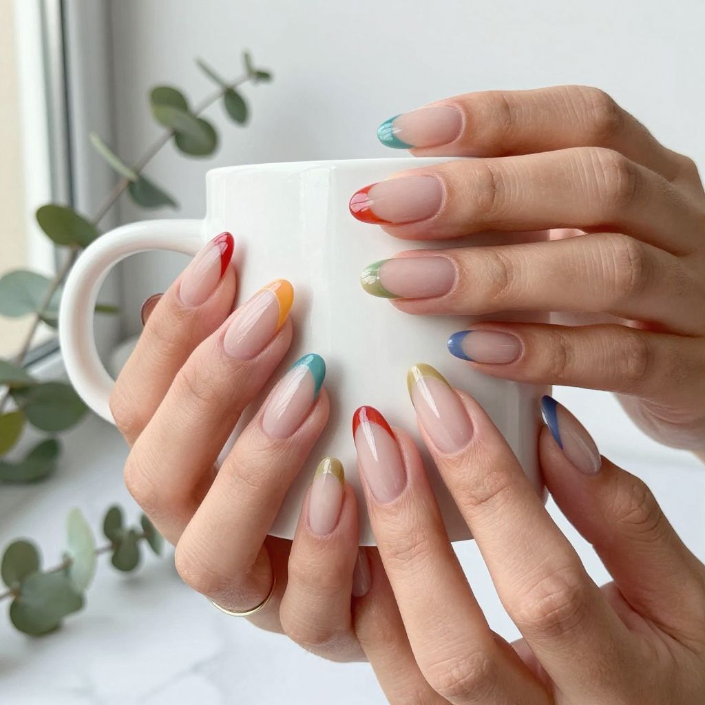 Rainbow French Ombre Tips