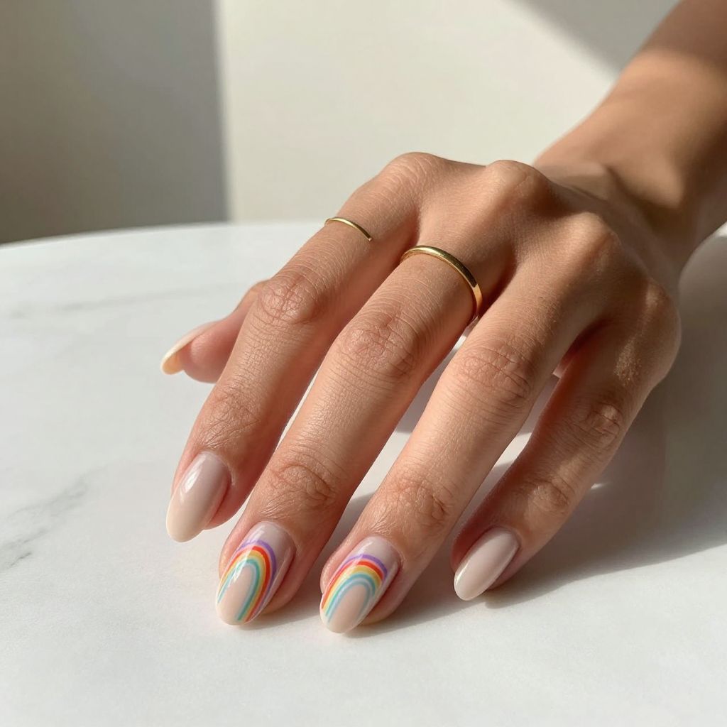 Minimalist Rainbow Line Art