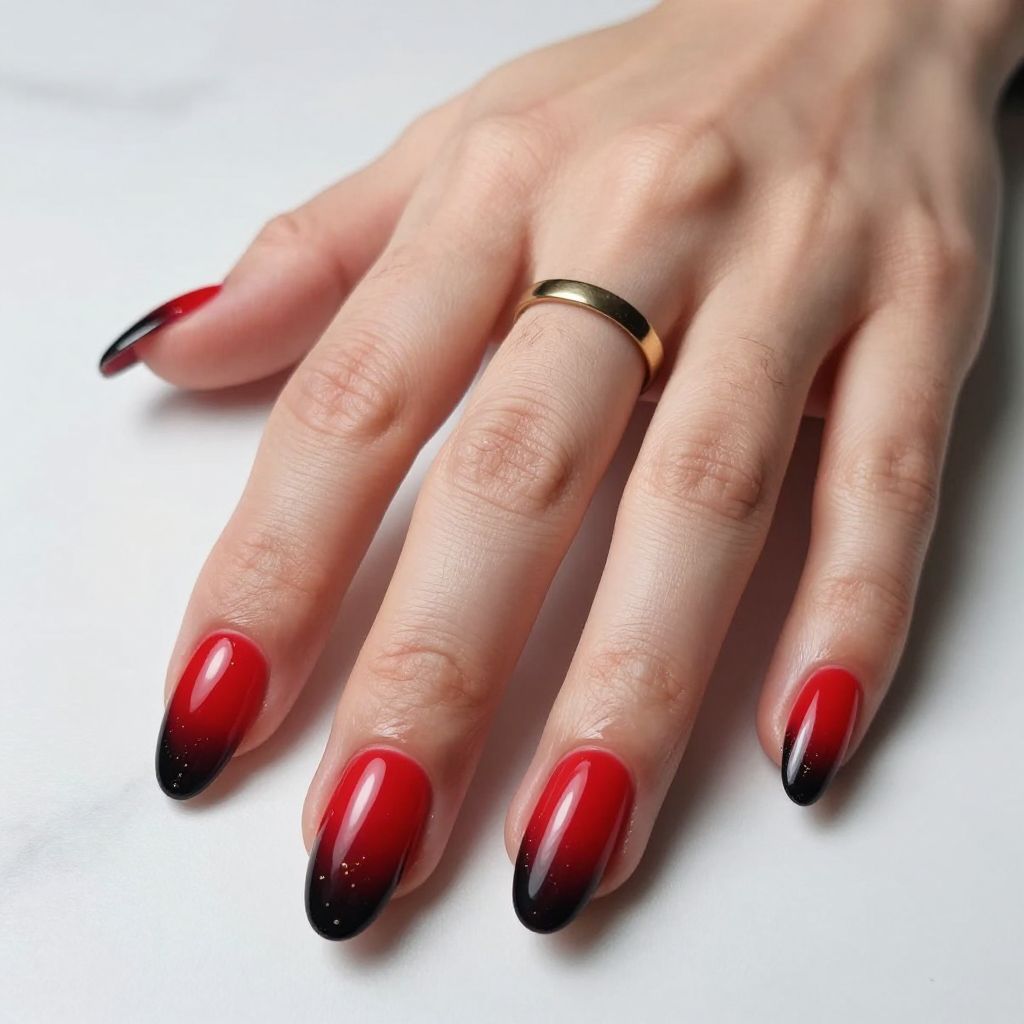 Red and black nail design 1