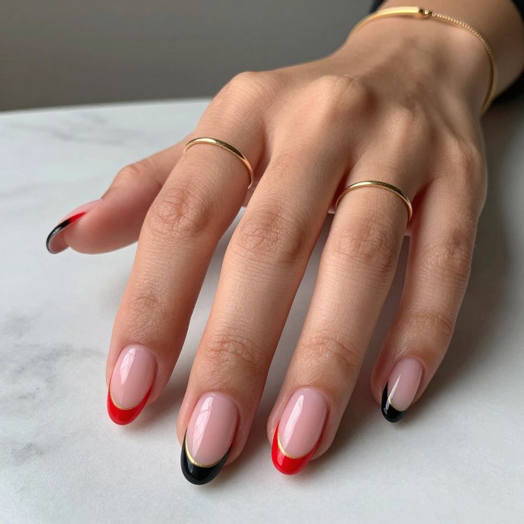 Red and black nail design 10
