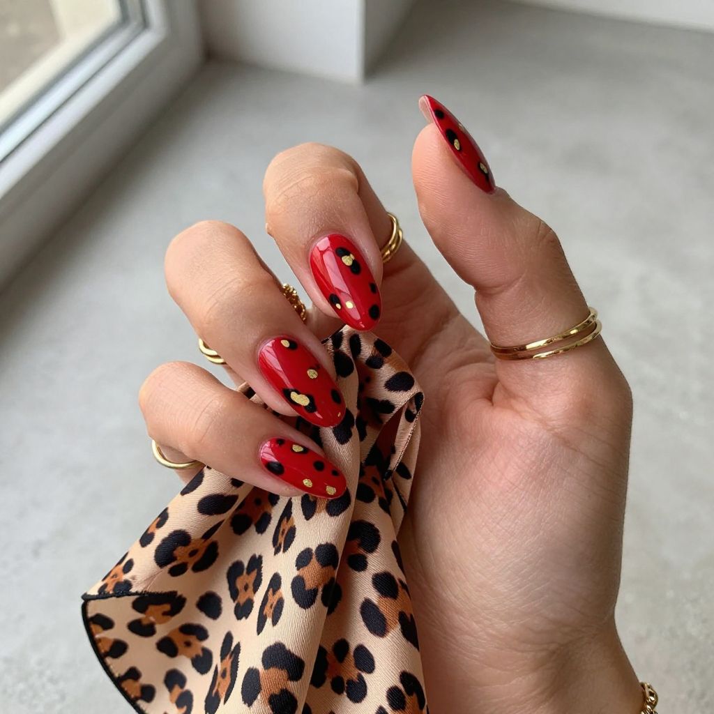 Red and black nail design 11