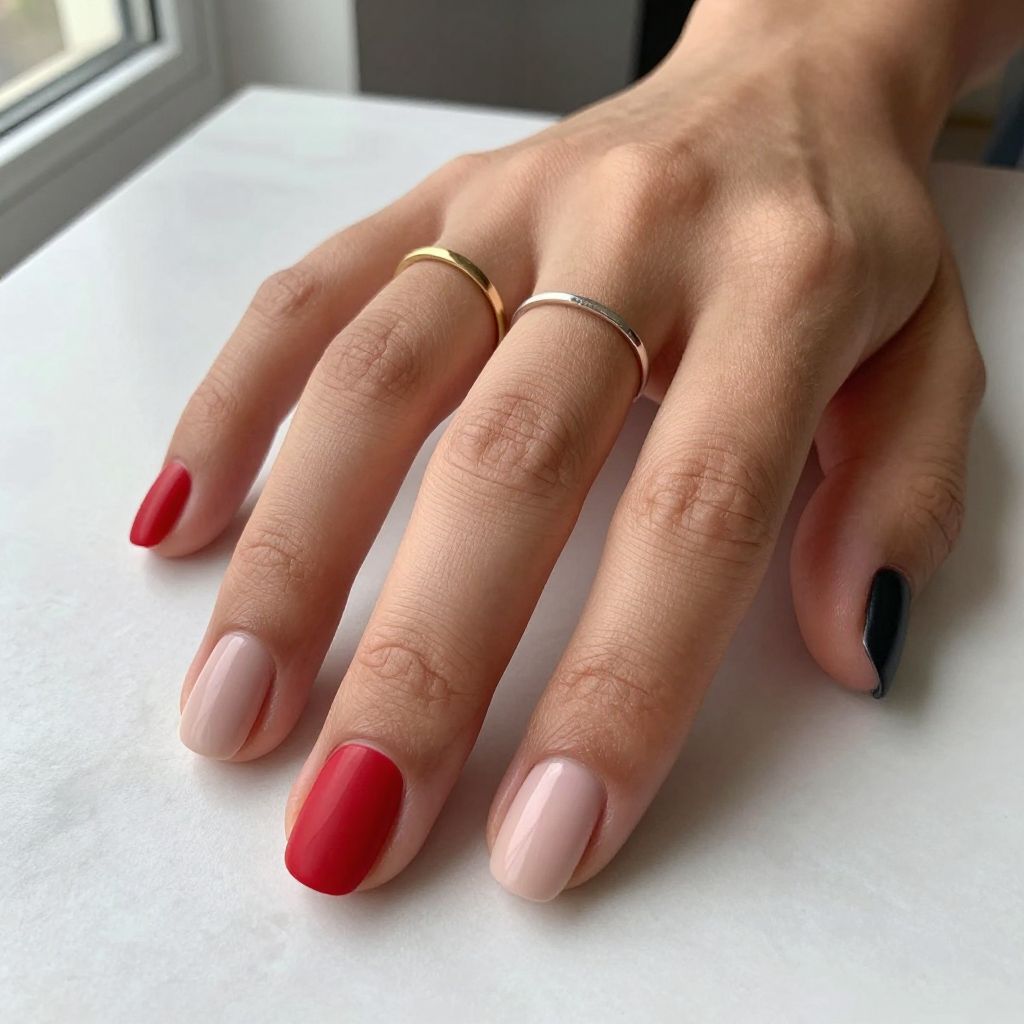 Red and black nail design 12