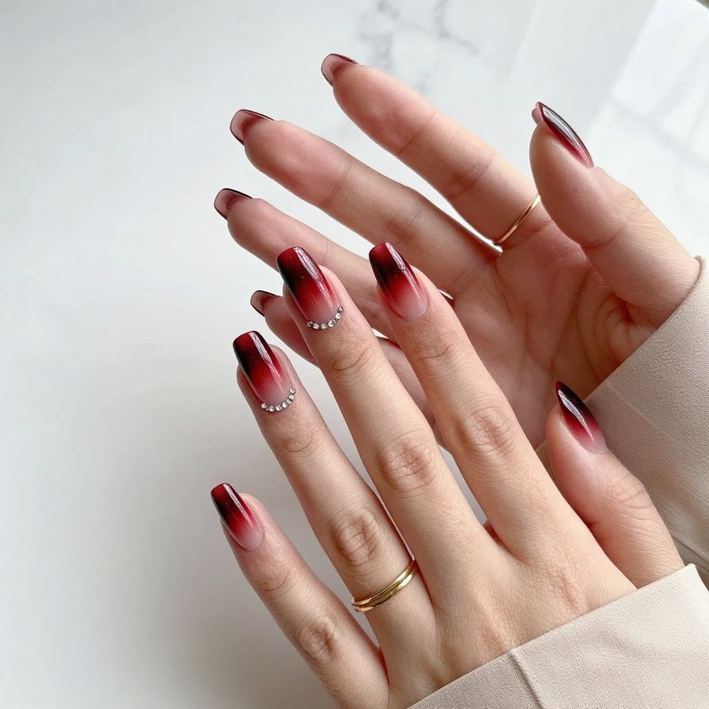 Red and black nail design 13