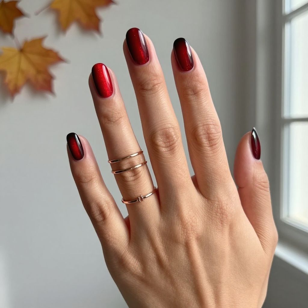 Red and black nail design 14