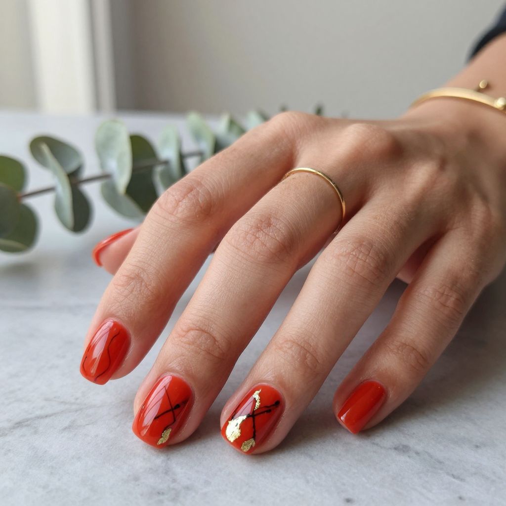 Red and black nail design 3
