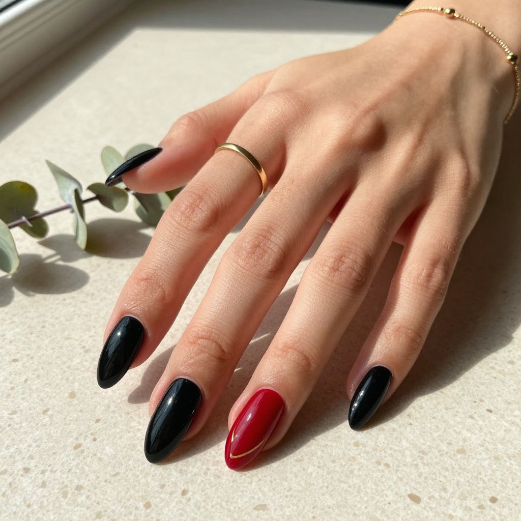 Red and black nail design 6