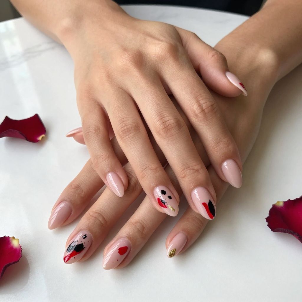 Red and black nail design 9