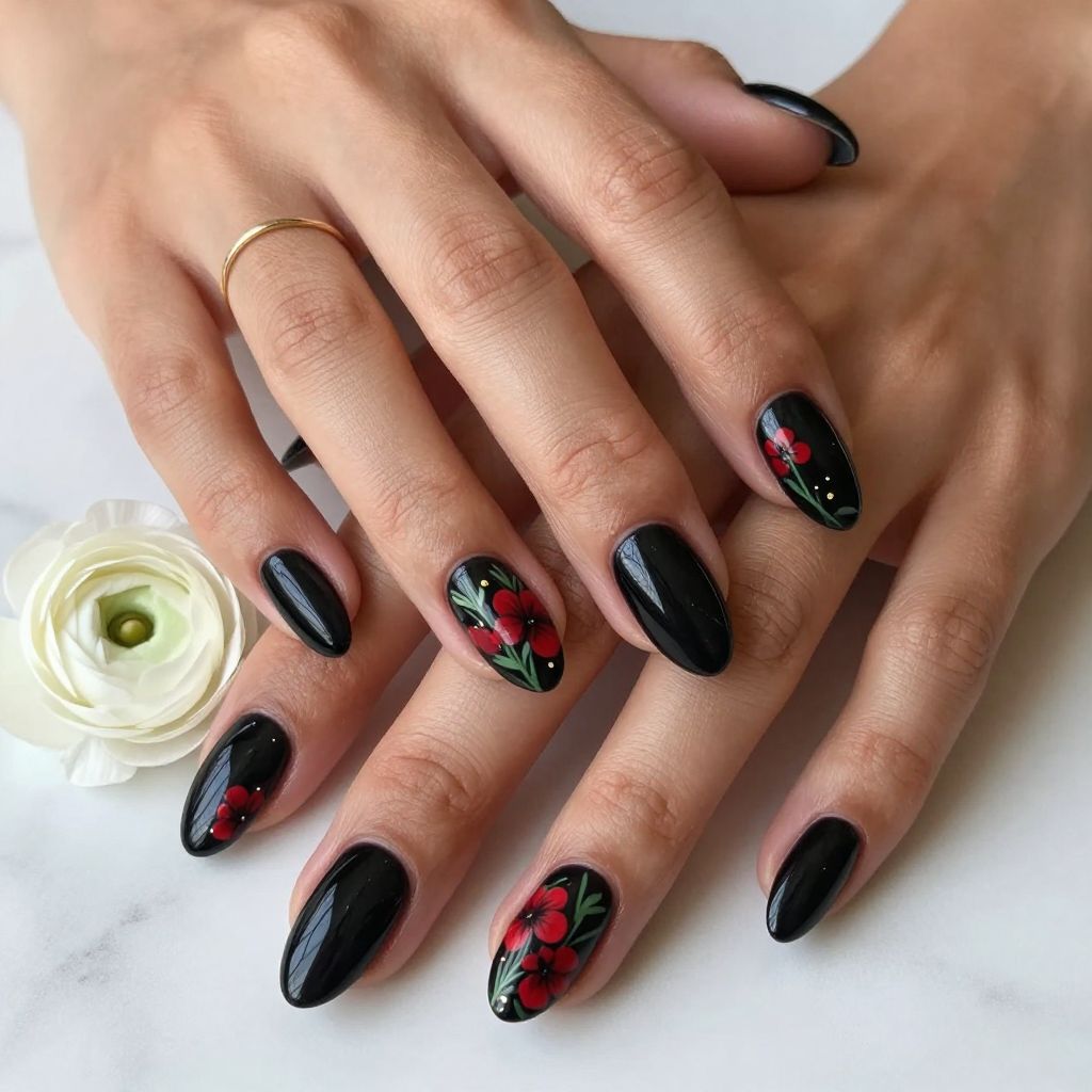Red and black nail design 7