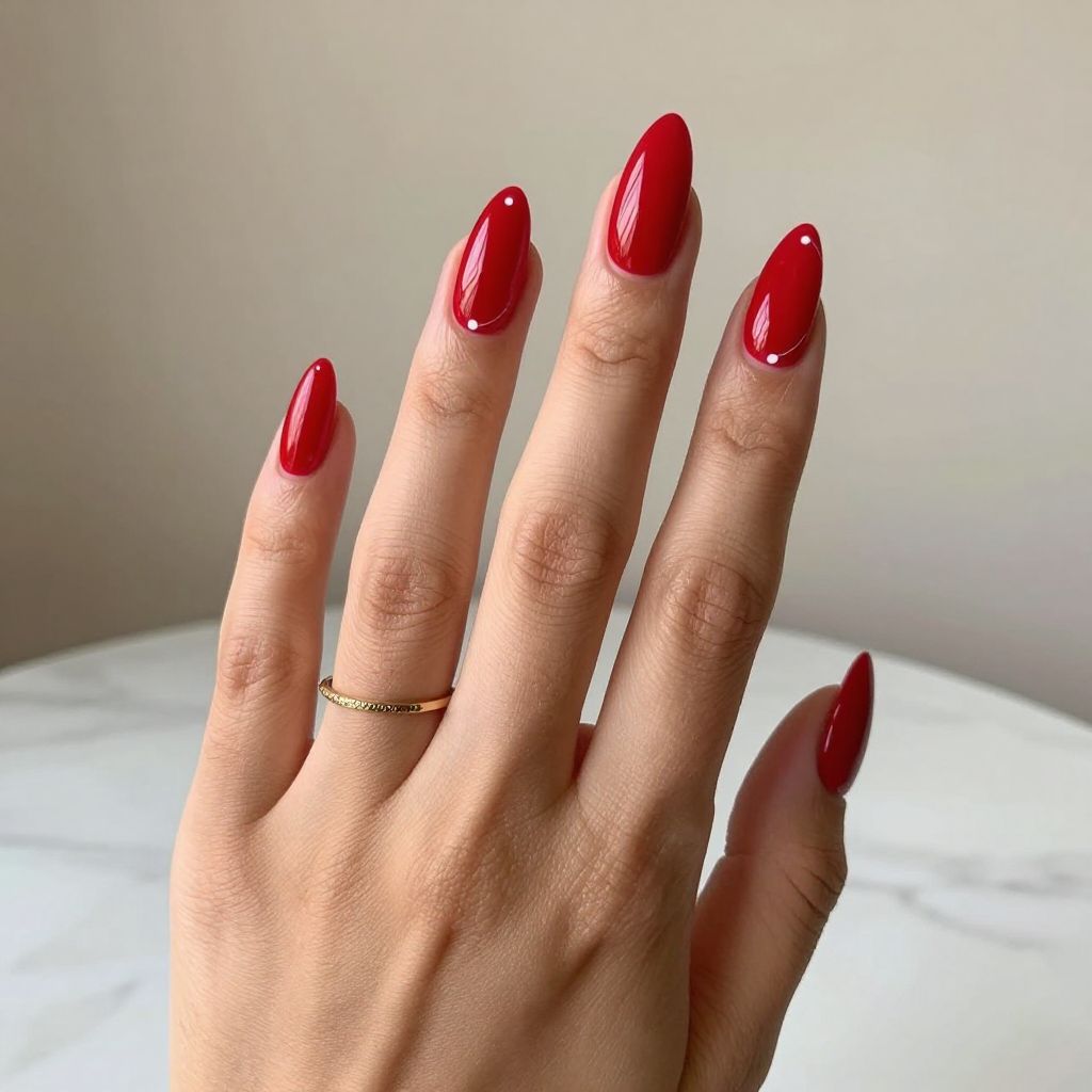 Minimalist Red Line Art red nail design