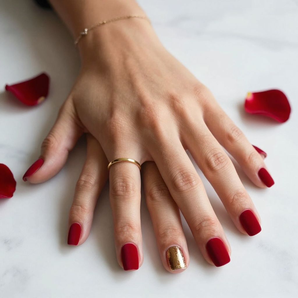 Red Velvet Textured Nails red nail design