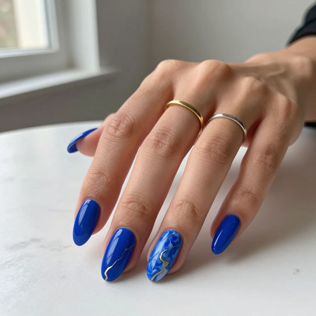 Royal Blue Nail Design 5