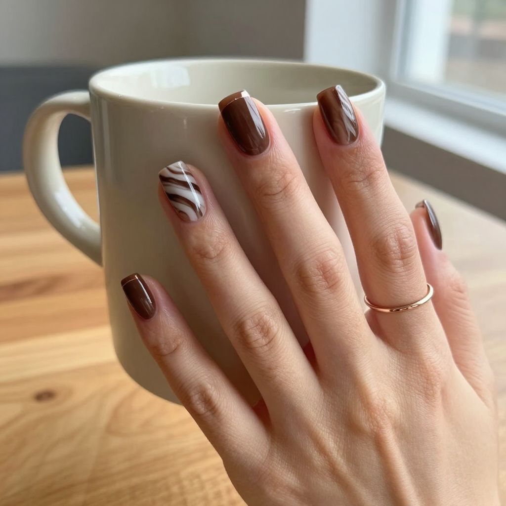 Chocolate Brown with White Swirl