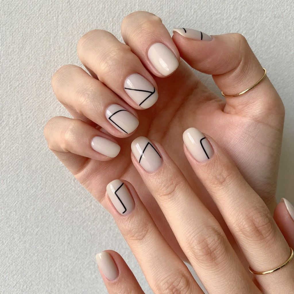 Soft Beige with Minimalist Line Art