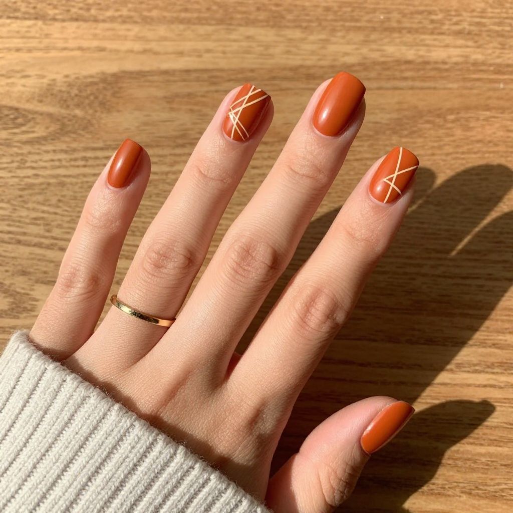 Burnt Orange Matte with Geometric Lines