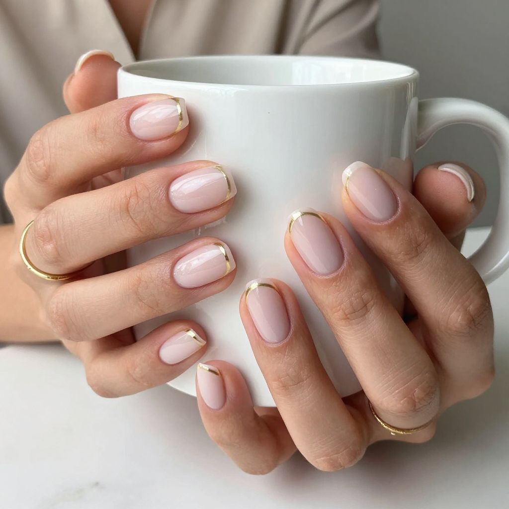 Short almond nail design 1