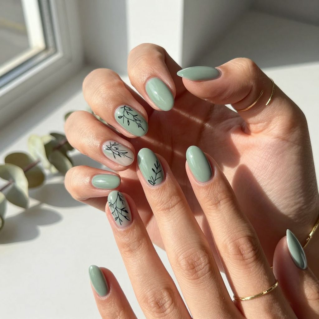 Short almond nail design 5