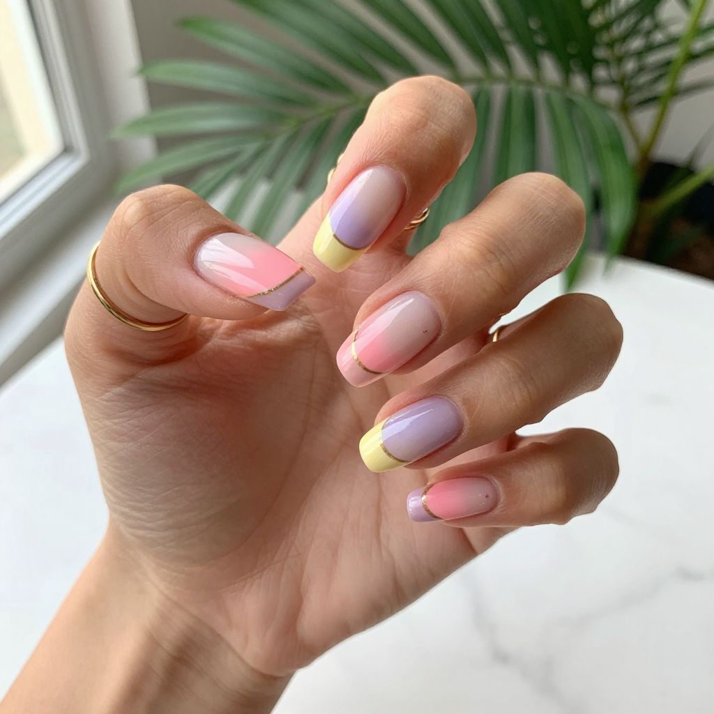 Short almond nail design 7