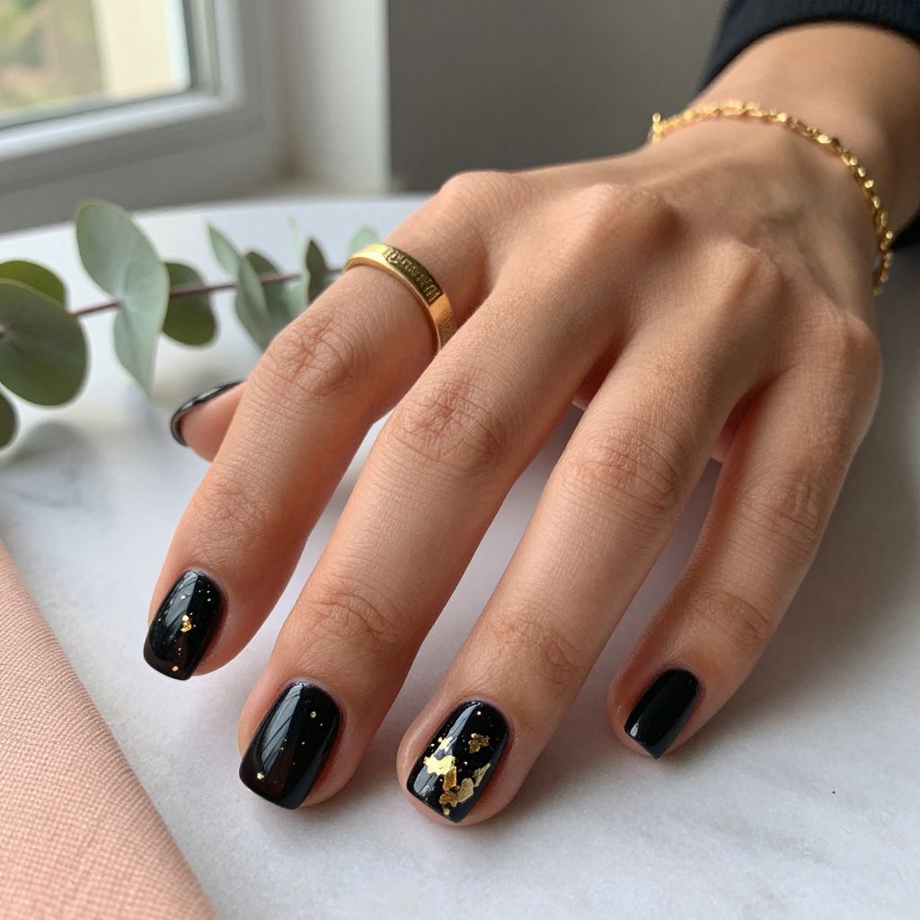 Black with Gold Flecks and Sparkle