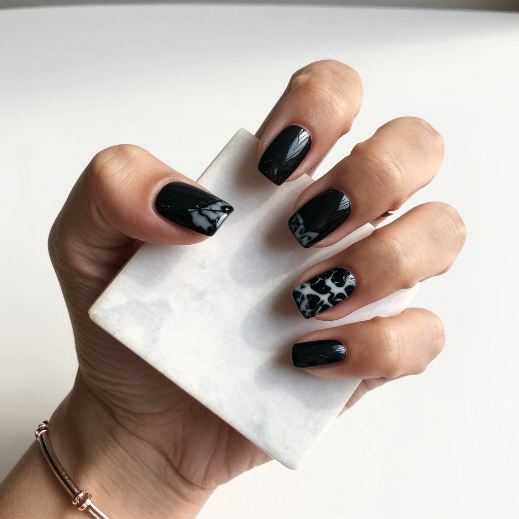 Black Marble with White Veins