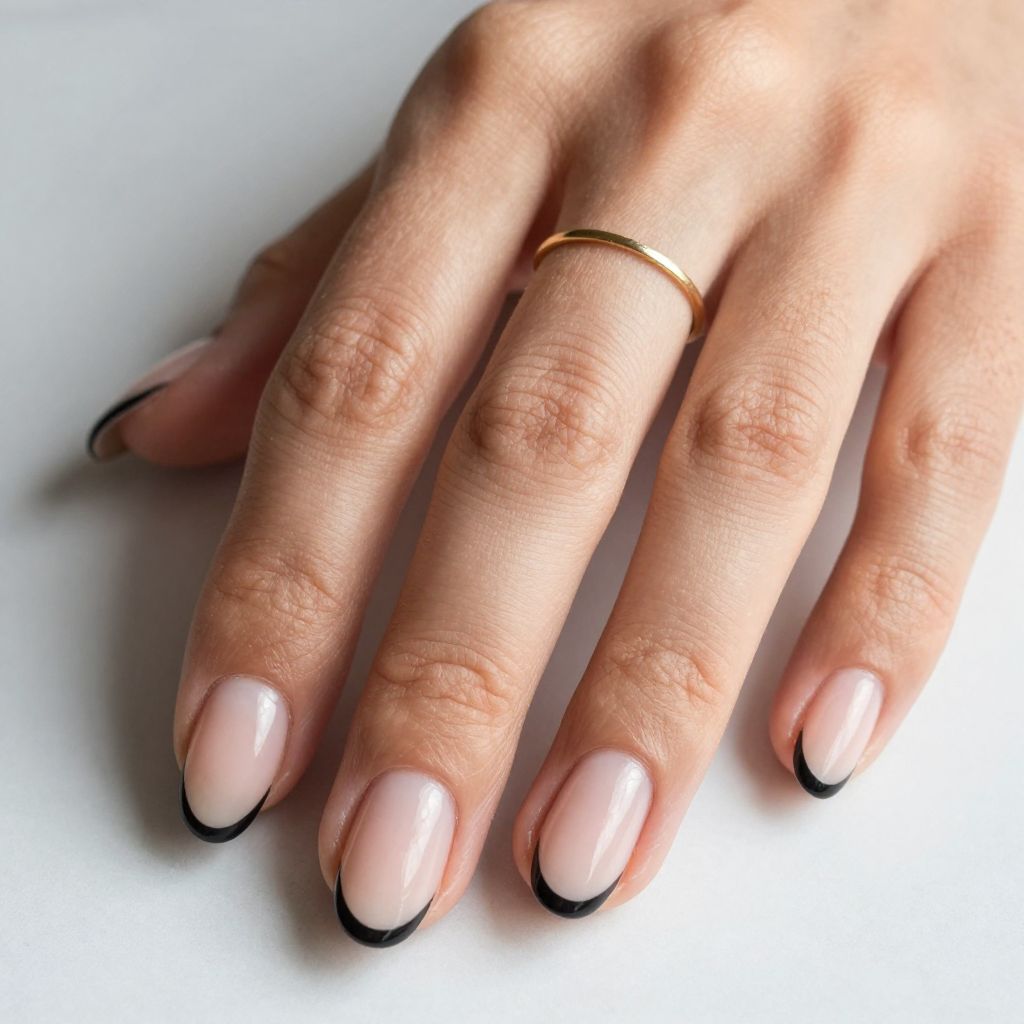 Minimal Black French Tips