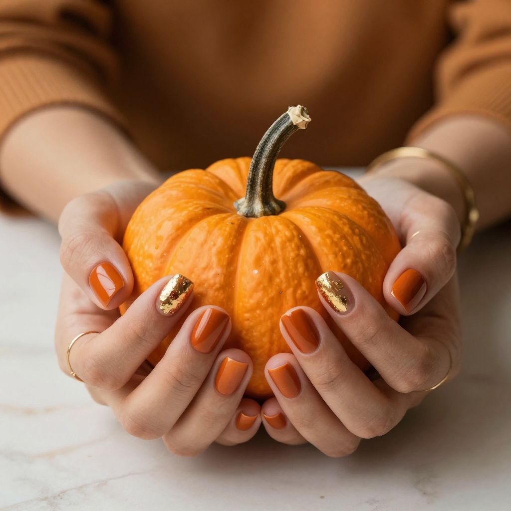 Burnt Orange Glossy Square Nails