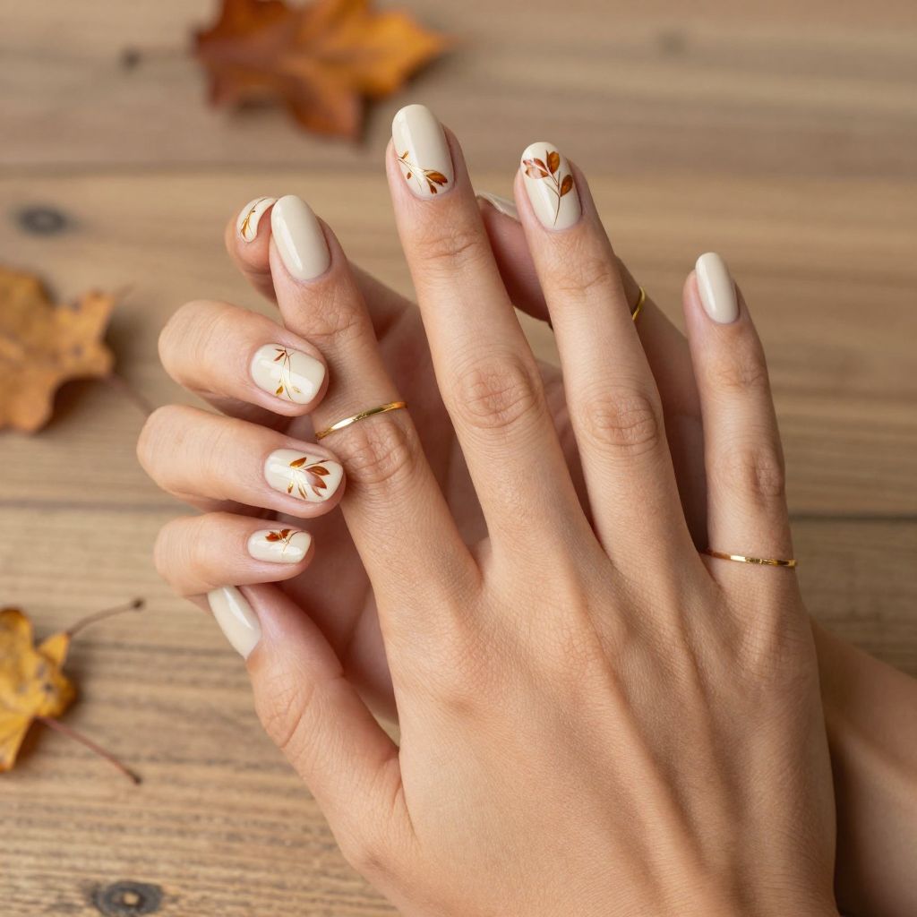 Cream Base with Burnt Sienna Leaf Designs