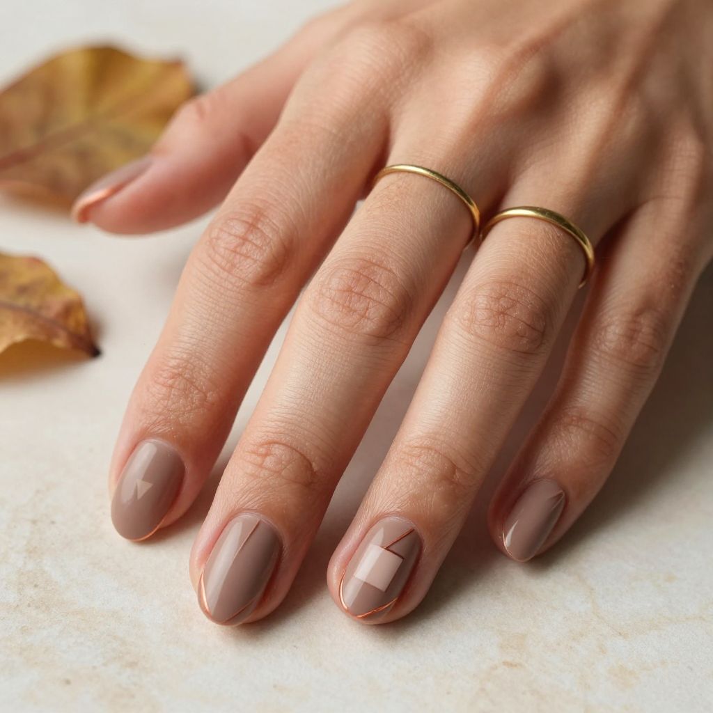 Warm Taupe with Negative Space Geometric