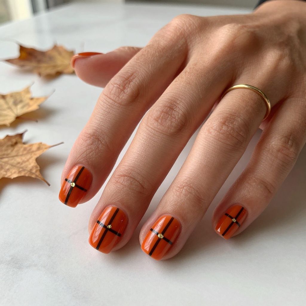 Rust Orange with Black Striping Tape Details