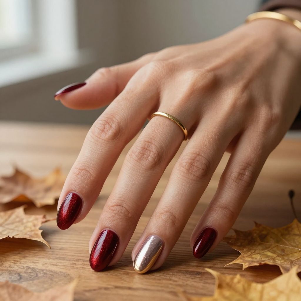 Burgundy Cat Eye with Chrome Accent