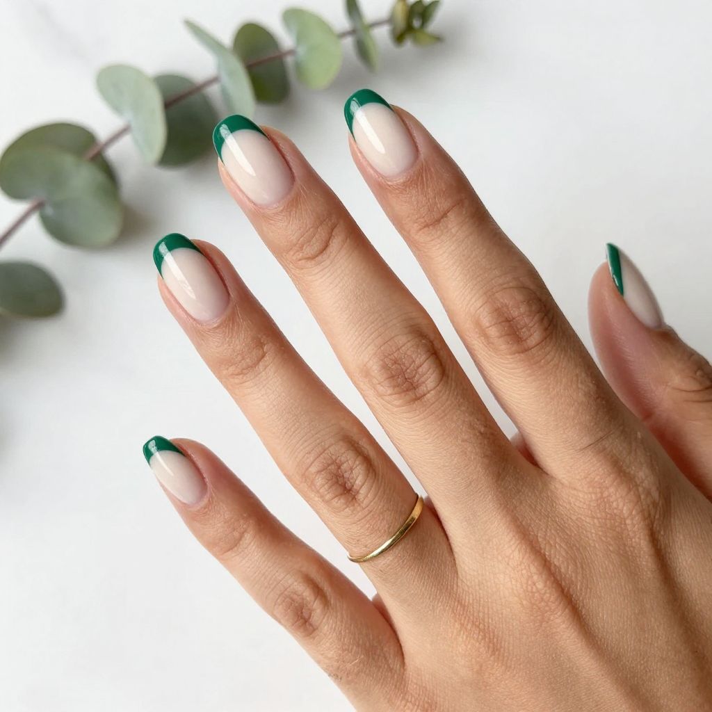 Colored Tip French Nails with Contrasting Base