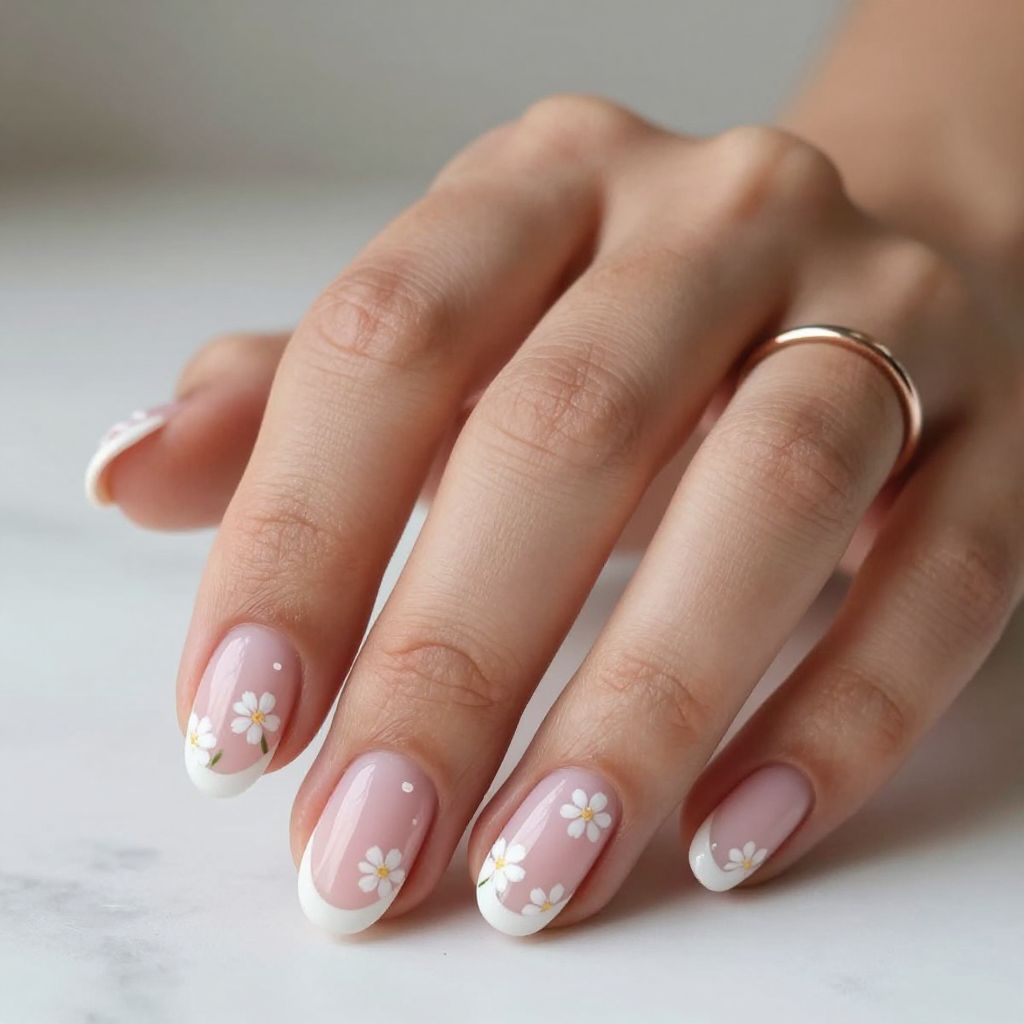 Floral Accents French Tips