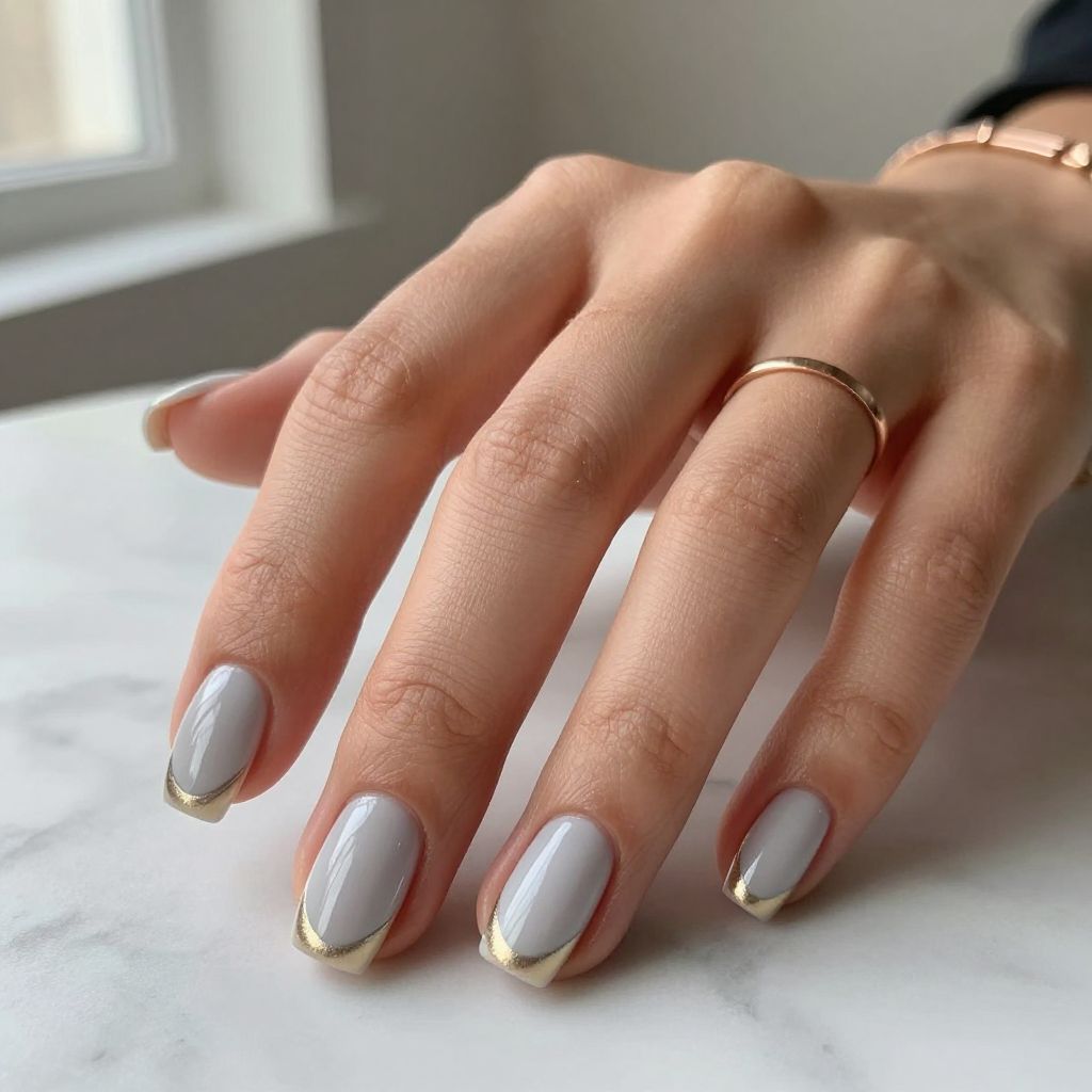 Metallic Striped French Tips
