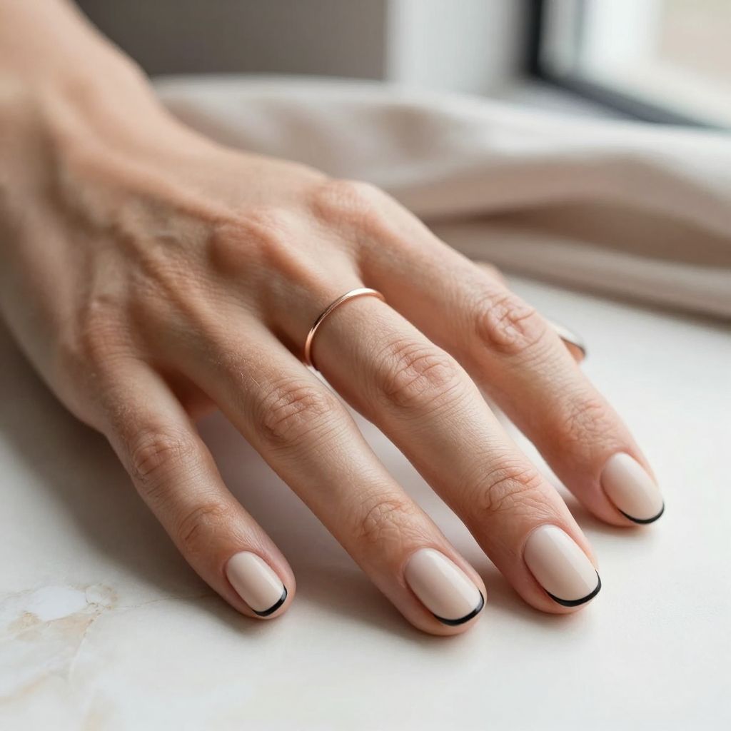 Minimalist Black Line French Tips