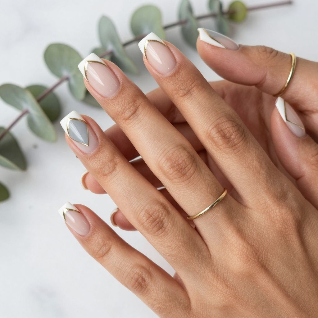 Structured Geometric French Tips