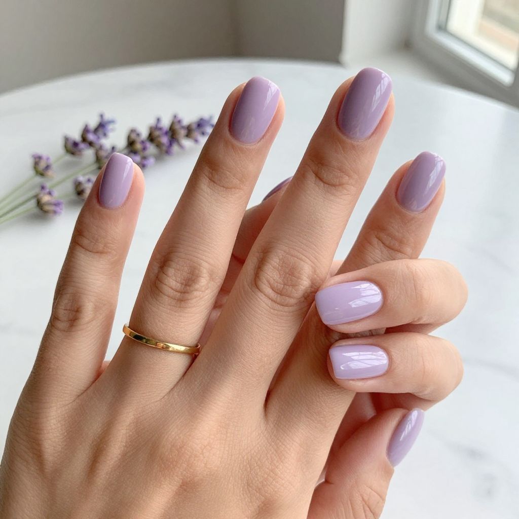 Soft Purple Lavender Short Nails