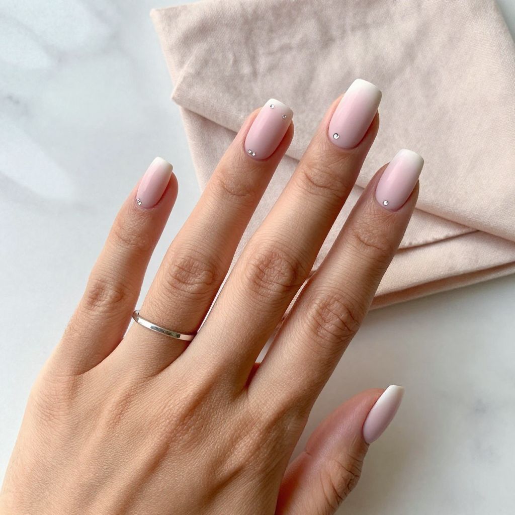 Soft Pink Ombre Short Nails
