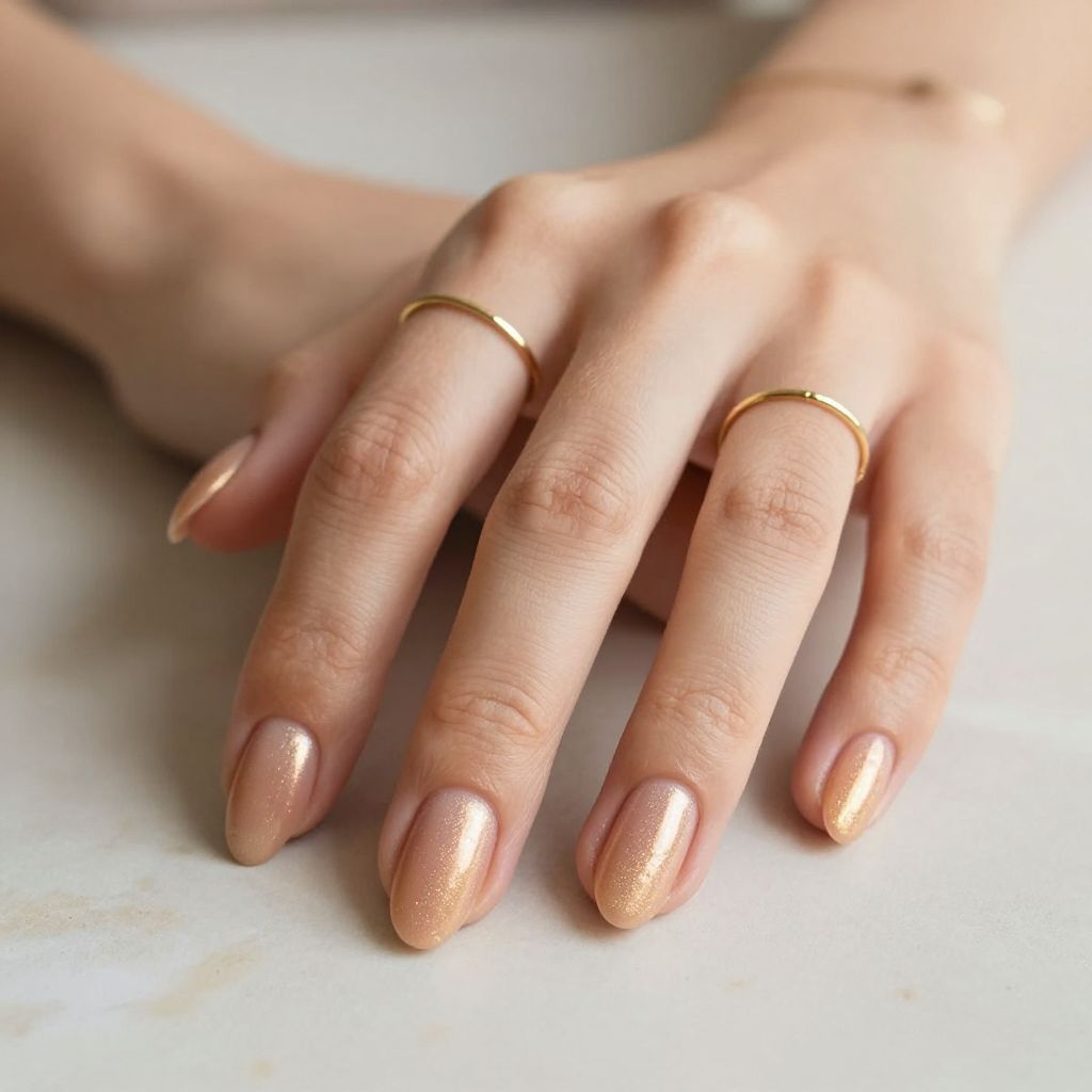 Nude Shimmer Short Nails