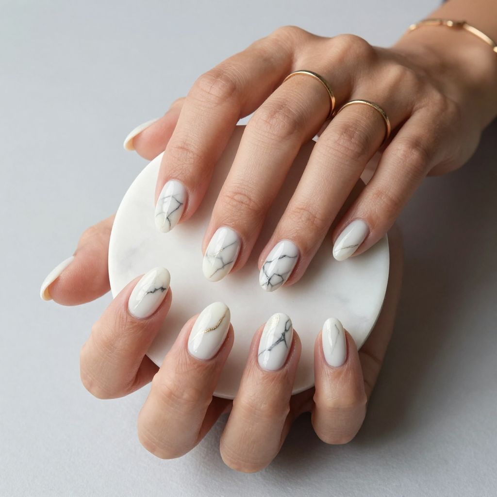 Marble Effect Short Nails