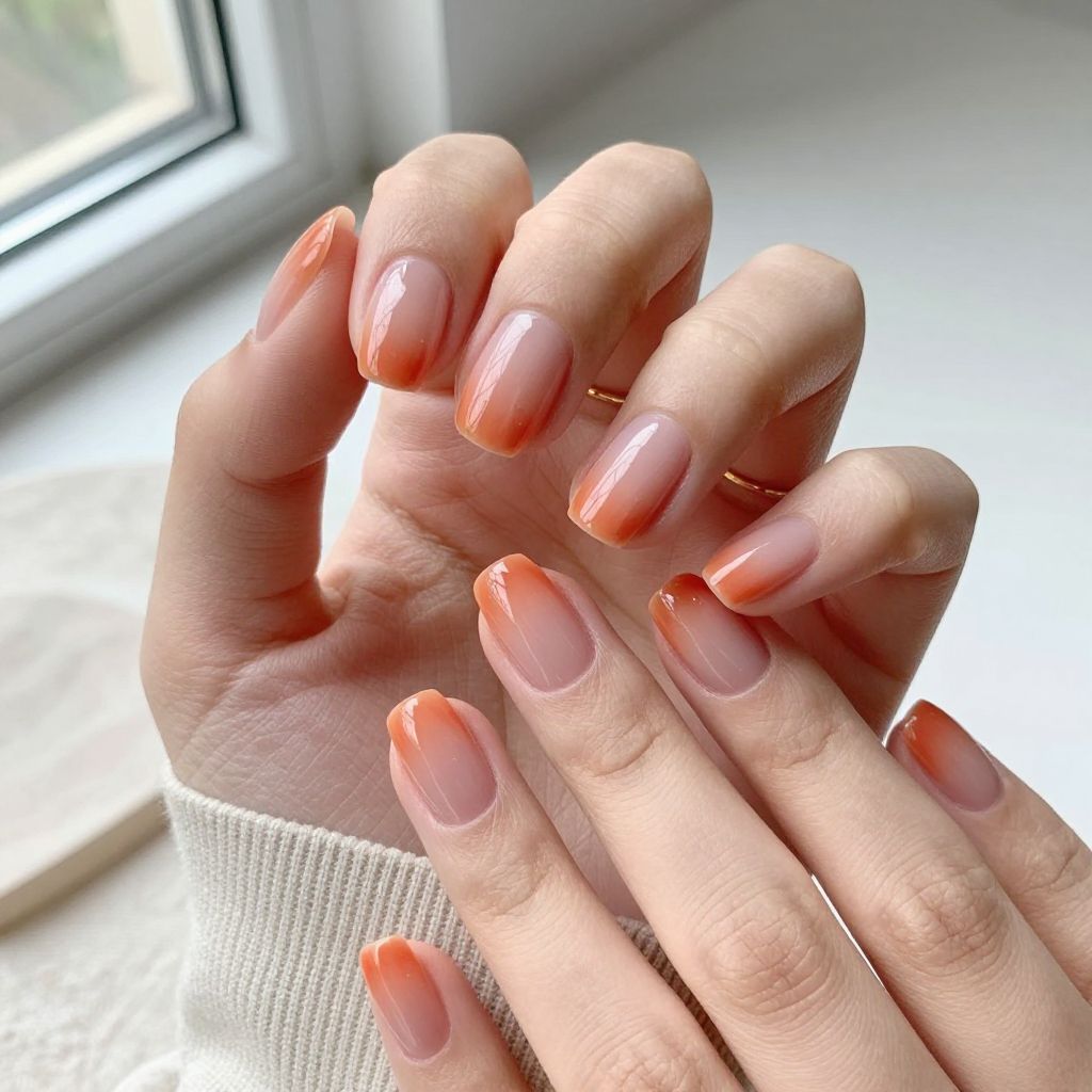 Peachy Nude with Delicate Sunrise Ombré