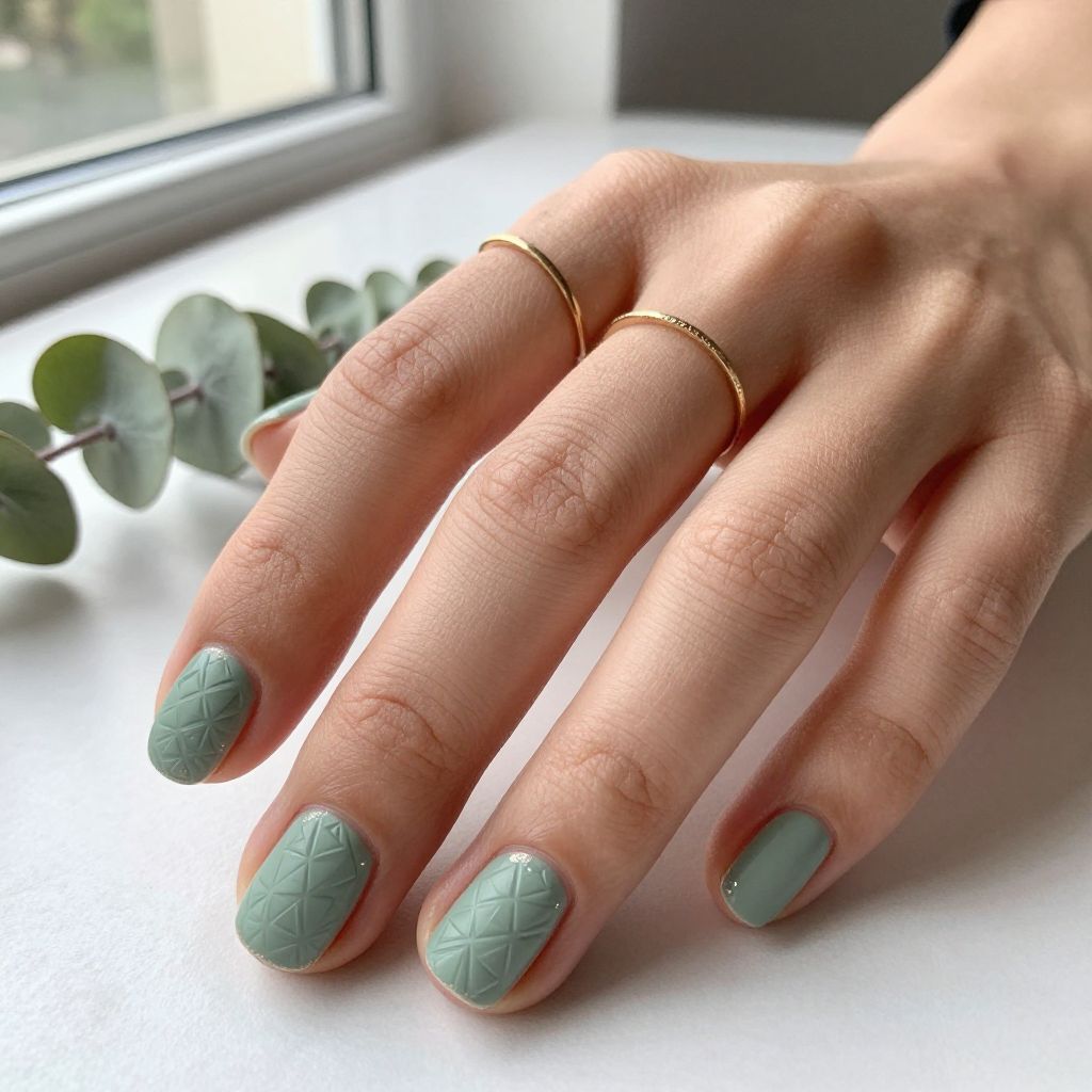 Sage Green with Embossed Geometric Pattern
