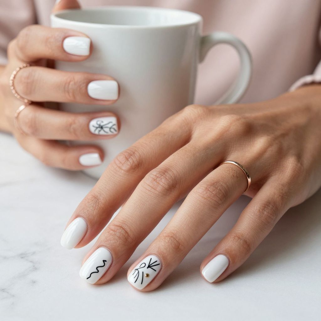Crisp White with Tiny Black Line Art