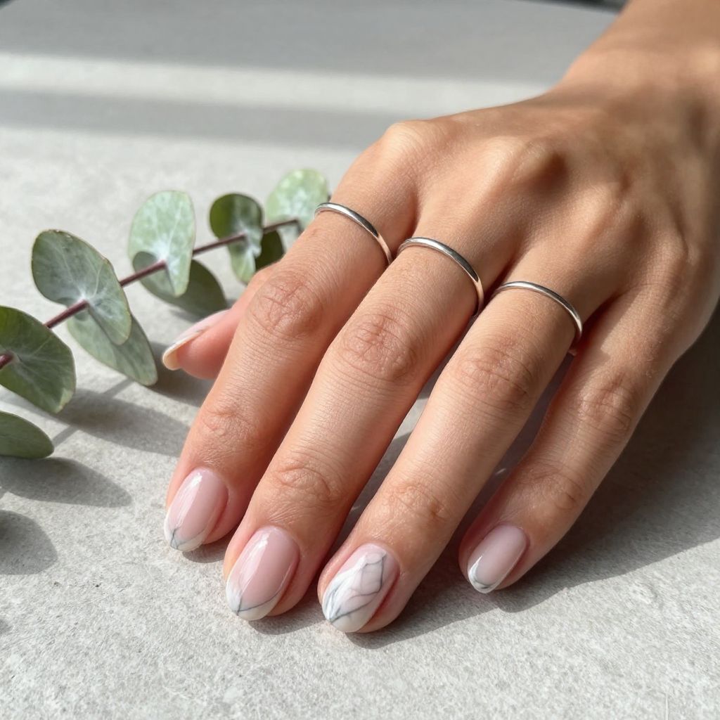 Soft Pink with Sophisticated Marble Swirl
