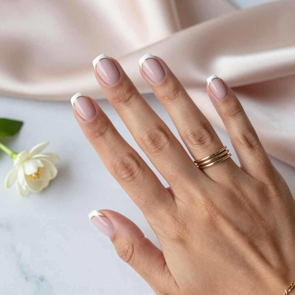 Classic French Tips with Curved Line