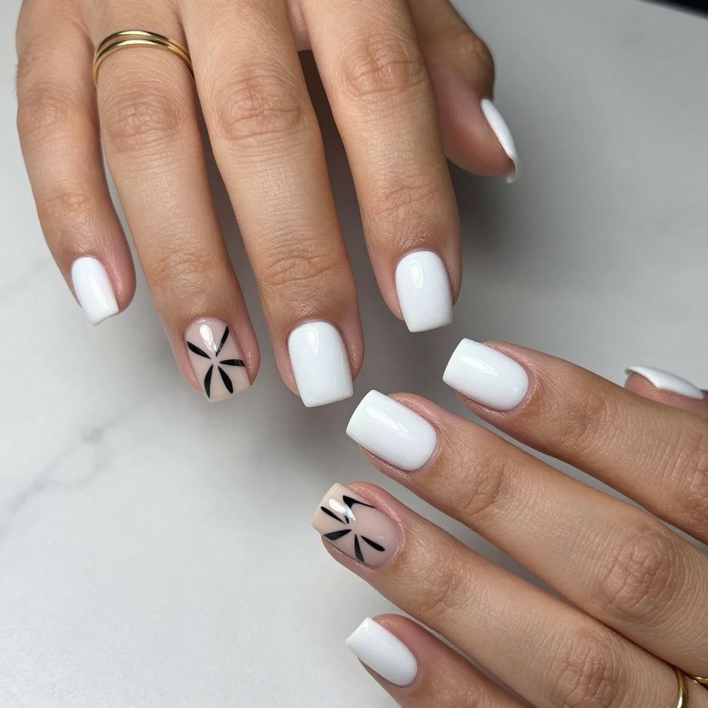 Short white nail design 10