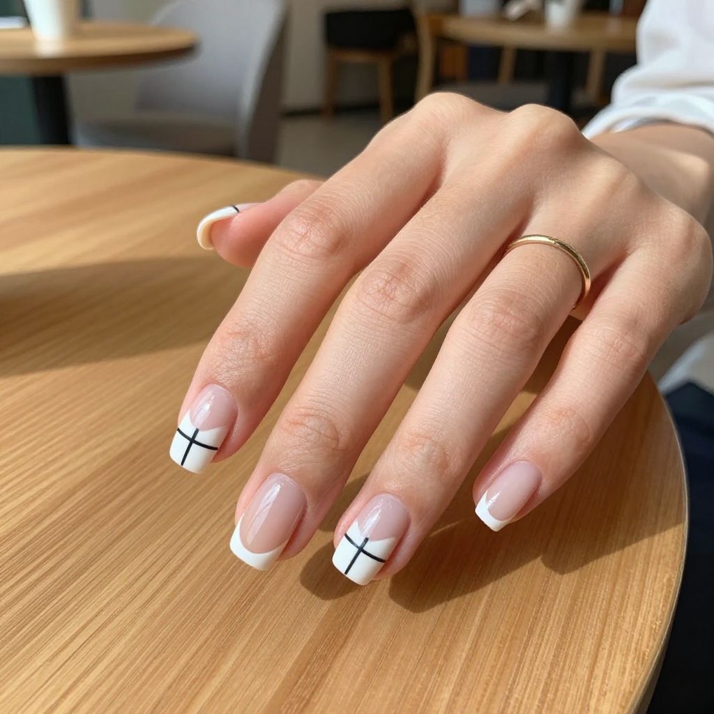 Short white nail design 2