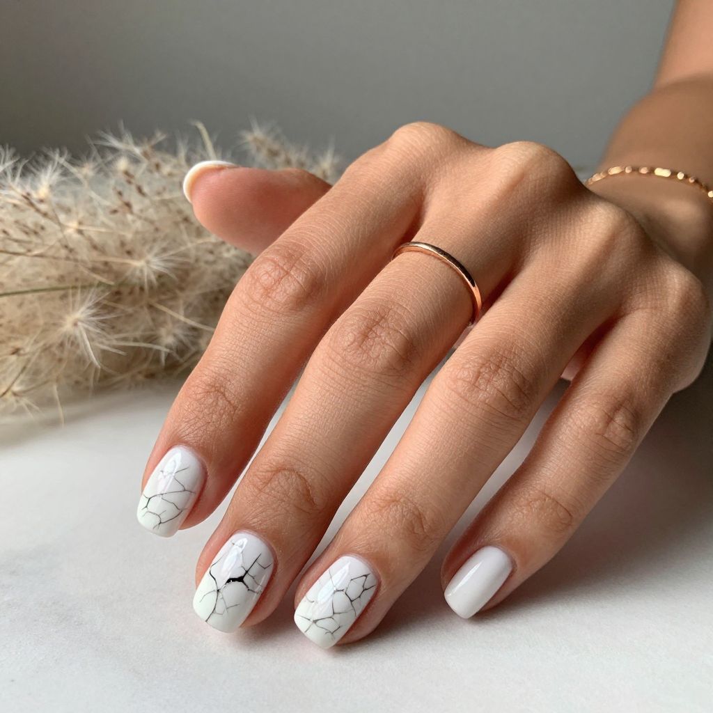 Short white nail design 8